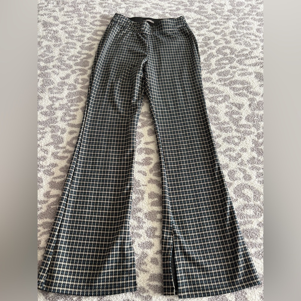 plaid high rise flared pants